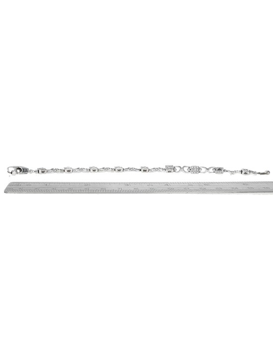 Charriol Diamond Square Link Inline Bracelet in White Gold
